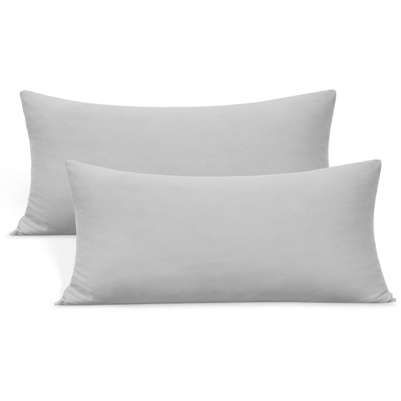 N&Y HOME 2-Pack Stretch King Pillow Cases - Jersey Knit & Ultra Soft Envelope Closure Pillowcases T-Shirt Like Microfiber Blend - Suitable for 20x36/20x40 King Size Set of 2  Light Gray - Image 1