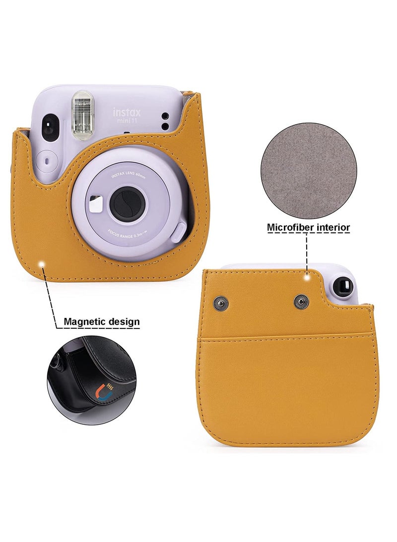 SYOSI PU Leather For Instax Camera Compact Case for Fujifilm Instax Mini 11/9/8/8+ Instant Film Camera (Tan Bear) - Image 2
