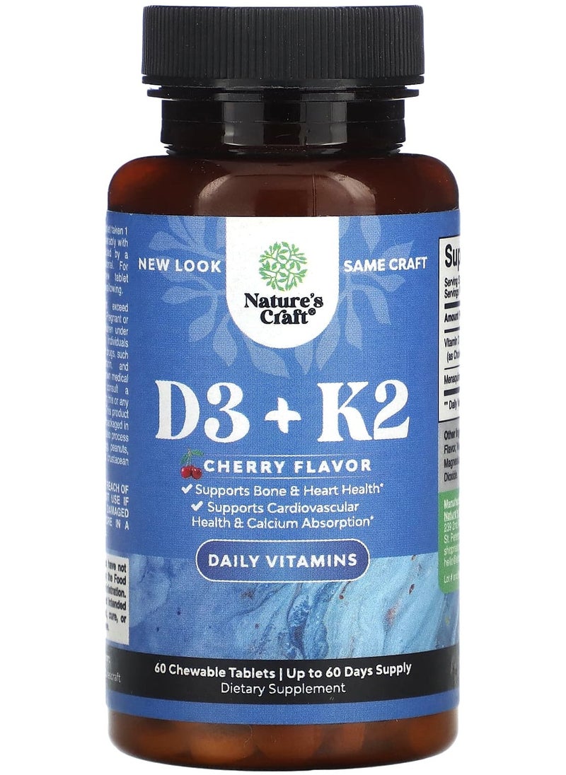 Nature's Craft - D3 +K2, Cherry, 60 Chewable Tablets - Image 1