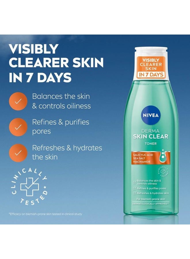 Nivea Derma Skin Clear Toner (200ml), Cleansing and Hydrating Toner, Salicylic Acid Toner Enriched with Niacinamide to Rebalance the Skin and Remove Impurities, For Blemish-Prone Skin - Image 3