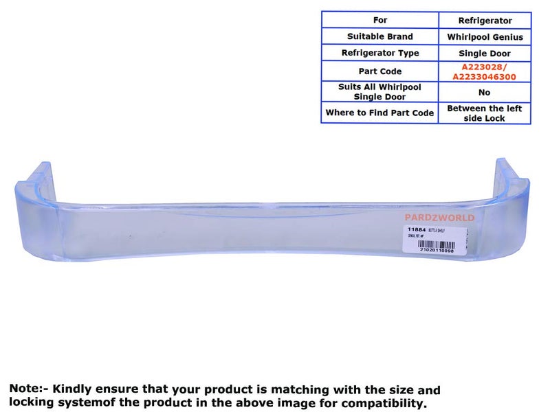 PARDZWORLD Bottle Shelf Suitable for Whirlpool Genius Model Refrigerators MaterialAcrylic Matl CodeA223028 Match Buy Color Transparent - Image 2