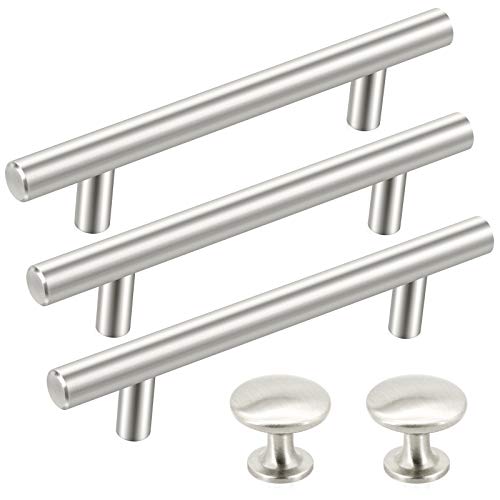 SUNRIVER 36 Pack Kitchen Cabinet Handles 26 Pack Cabinet Pulls Brushed Satin Nickel 10 Pack Cabinet Door Knobs 3-3/4" Hole Center Stainless Steel Cabinet Hardware for Drawer - Image 1