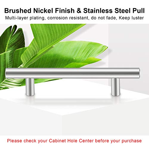 SUNRIVER 36 Pack Kitchen Cabinet Handles 26 Pack Cabinet Pulls Brushed Satin Nickel 10 Pack Cabinet Door Knobs 3-3/4" Hole Center Stainless Steel Cabinet Hardware for Drawer - Image 2