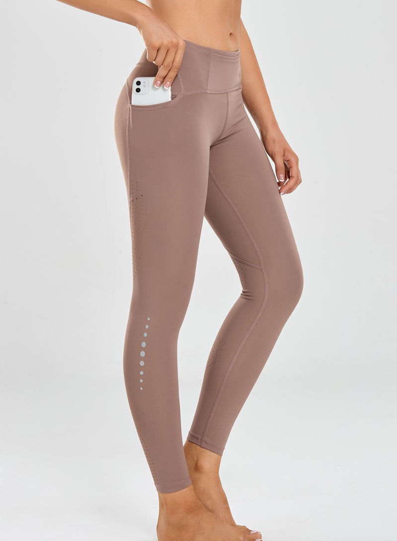 KUYING Women Quick Dry Breathable Yoga Pants Brown - Image 1