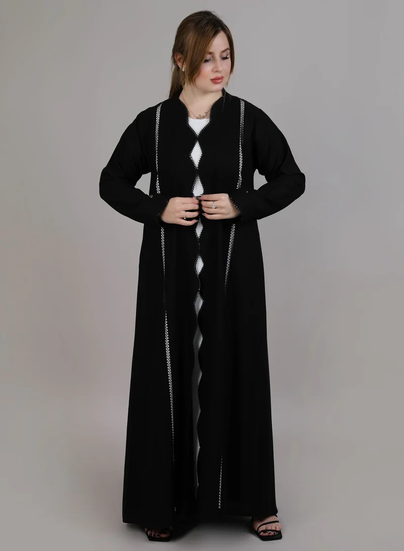 أم سكوير فاشن Black Korean Nida Open Abaya