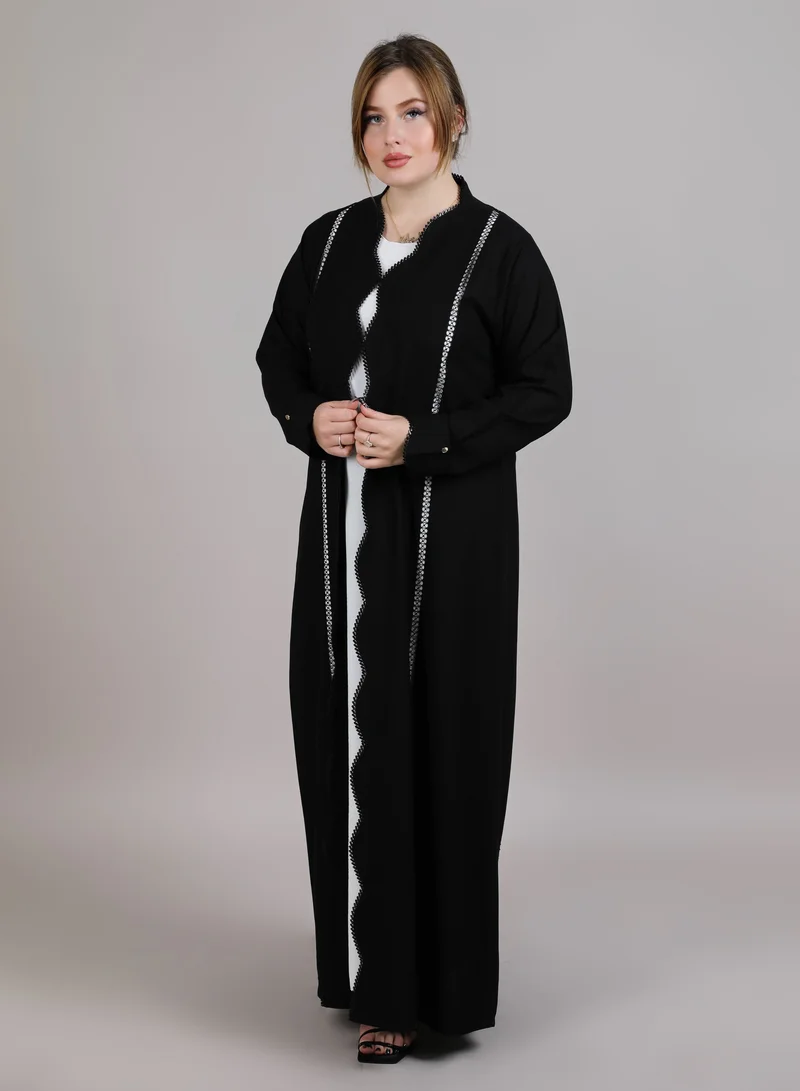أم سكوير فاشن Black Korean Nida Open Abaya