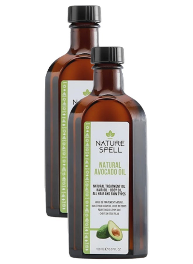 Nature Spell 2 Pieces Natural Avocado Oil For All Types Of Hair And Skin Types 150ml - Image 1