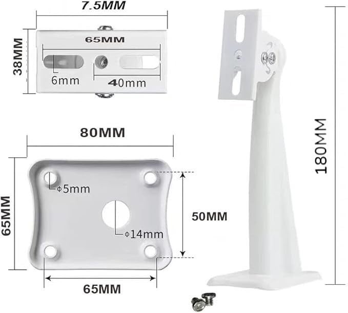 MAXXION CCTV Camera Stand Wall Mount, 18 cm / 7 Inch, Heavy Duty Metal Bracket for Security & Bullet Cameras, Adjustable 90° Tilt, Universal Indoor Outdoor Use, Rust-Resistant – Pack of 1 - Image 4