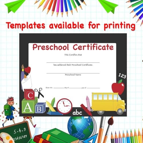 SHAPES ETC. 30pcs Preschool Certificate Recognition Certificates 11inx8.5in Colorful Award Diploma Kids Student Graduations Moving Up Ceremonies Achievement Days Banquets Academic USA Made - Image 4