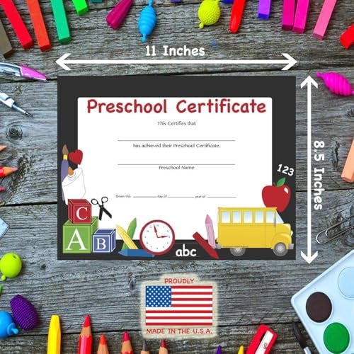 SHAPES ETC. 30pcs Preschool Certificate Recognition Certificates 11inx8.5in Colorful Award Diploma Kids Student Graduations Moving Up Ceremonies Achievement Days Banquets Academic USA Made - Image 3