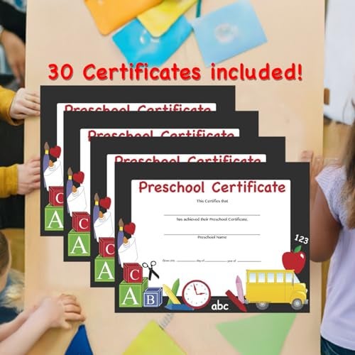 SHAPES ETC. 30pcs Preschool Certificate Recognition Certificates 11inx8.5in Colorful Award Diploma Kids Student Graduations Moving Up Ceremonies Achievement Days Banquets Academic USA Made - Image 5