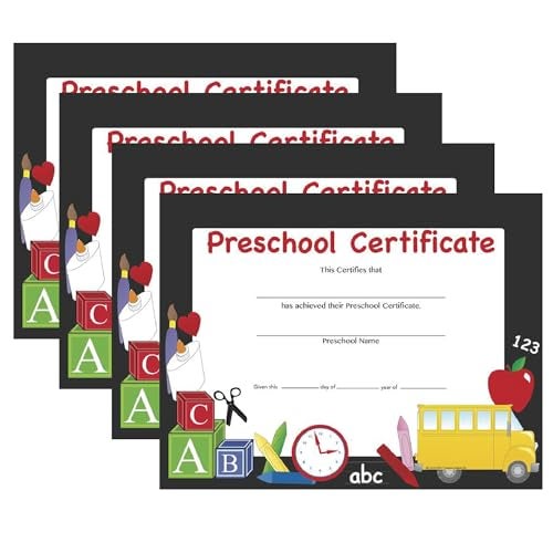 SHAPES ETC. 30pcs Preschool Certificate Recognition Certificates 11inx8.5in Colorful Award Diploma Kids Student Graduations Moving Up Ceremonies Achievement Days Banquets Academic USA Made - Image 1