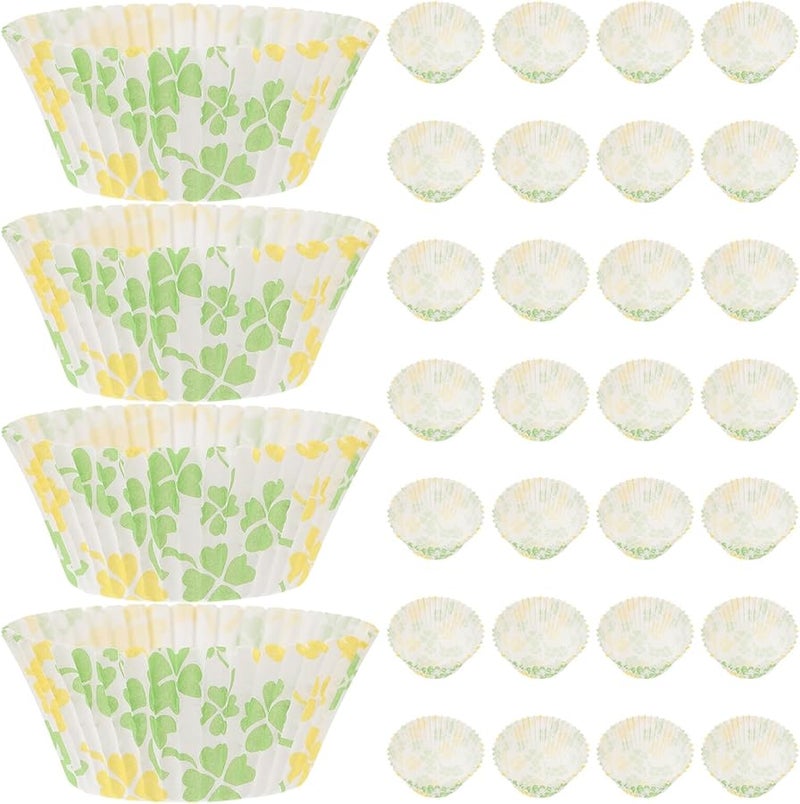 Clover Pattern Greaseproof Baking Cups 100pcs Large Muffin Wrappers For Wedding Party - Image 1