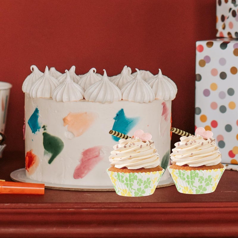 Clover Pattern Greaseproof Baking Cups 100pcs Large Muffin Wrappers For Wedding Party - Image 5