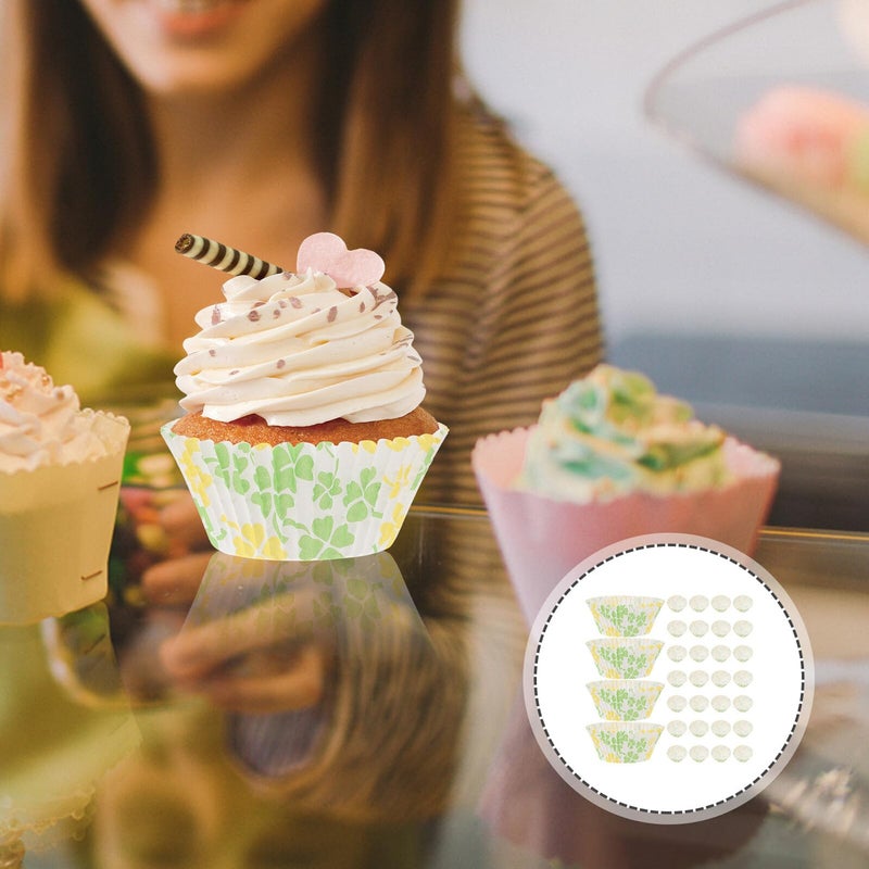 Clover Pattern Greaseproof Baking Cups 100pcs Large Muffin Wrappers For Wedding Party - Image 4