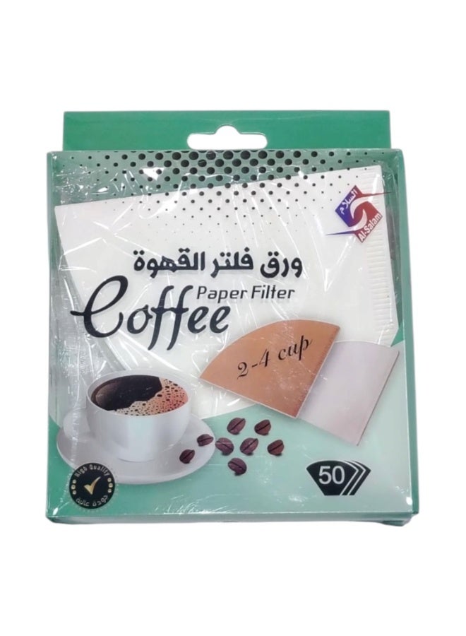 السلام ورق فلتر قهوة "السلام" عالي الجودة - مقاس 2-4 أكواب (50 حبة) - Image 1