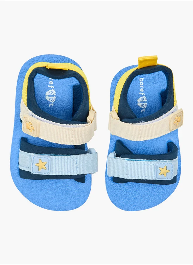 Barefeet Logo Print Booties with Hook and Loop Closure