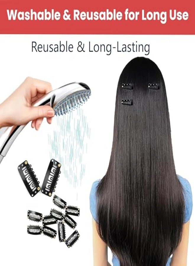 ETSAP Hair Extension Clips For Women & Men (15 Pcs) - Hair Patch Clip - Hair Attached Snap Wig Clips (Black) (3.4 cm) - Image 3