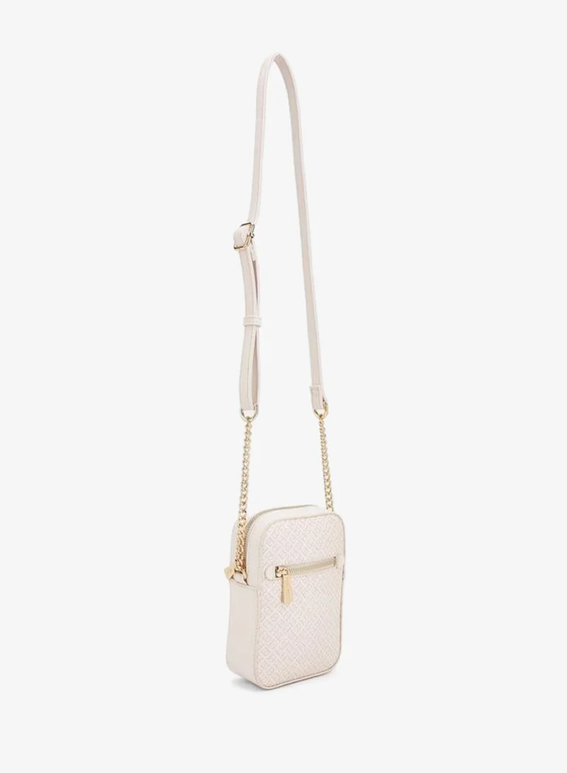 Flora Bella By Shoexpress Flora Bella Monogram Print Crossbody Bag With Zip Closure