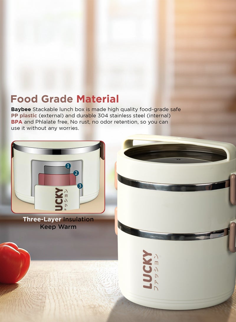 بيبي علبة غداء للأطفال من الفولاذ المقاوم للصدأ بسعة 1000 مل – تحتوي على حجرتين ومضادة للتسرب – آمنة للاستخدام في الميكروويف – مثالية للمدرسة للأطفال والبنات - Image 3