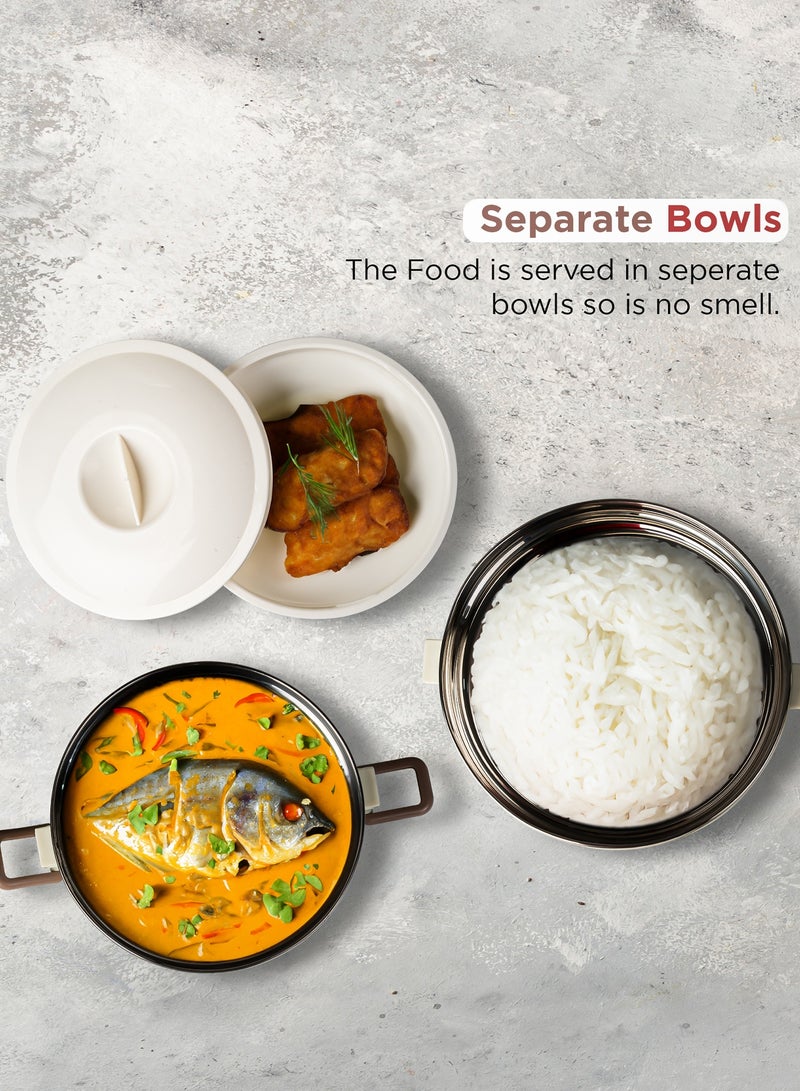 بيبي علبة غداء للأطفال من الفولاذ المقاوم للصدأ بسعة 1000 مل – تحتوي على حجرتين ومضادة للتسرب – آمنة للاستخدام في الميكروويف – مثالية للمدرسة للأطفال والبنات - Image 4