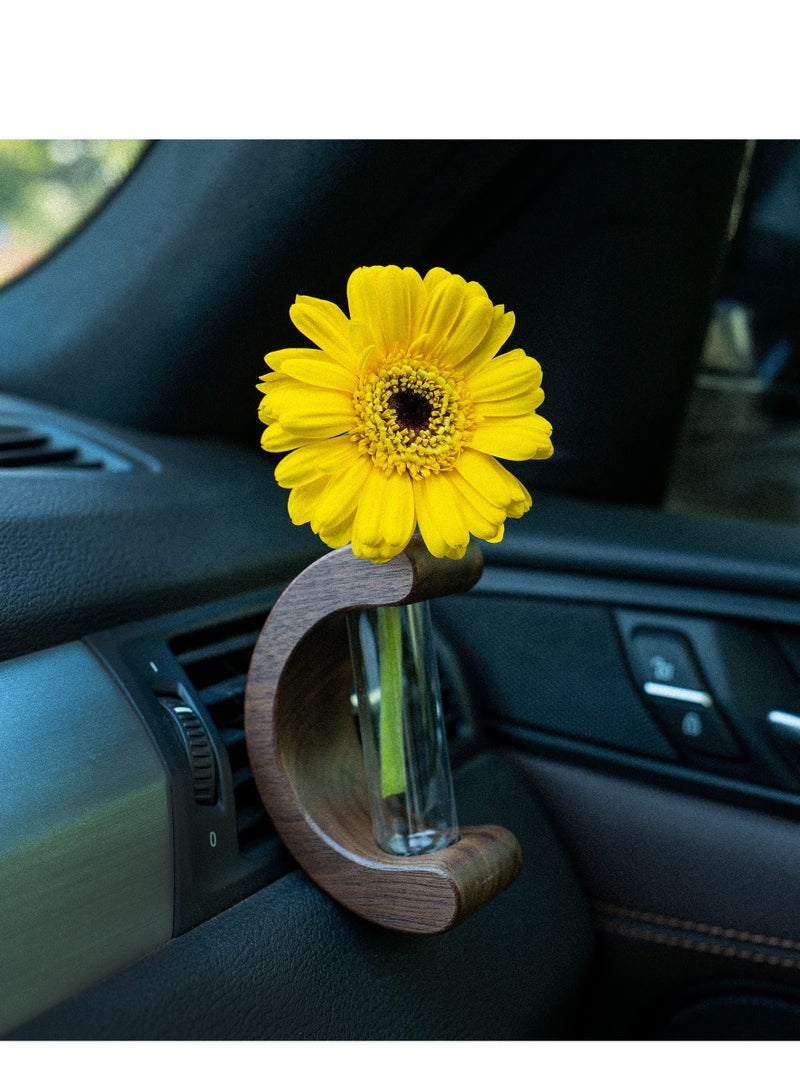 Car Flower Vase Clip Holder Glass Tube Fresh Plants Auto Air Vent, Car Vent Flower Vase with Metal Clip Car Flower Planter Car Vase Flower Holder for Vehicle Vent Decoration - Image 1