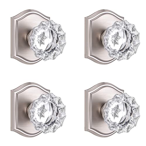 CLCTK 4 Pack Glass Dummy Door Knob, Single Side Dummy Door Knob Set, Brushed Nickel - Image 1