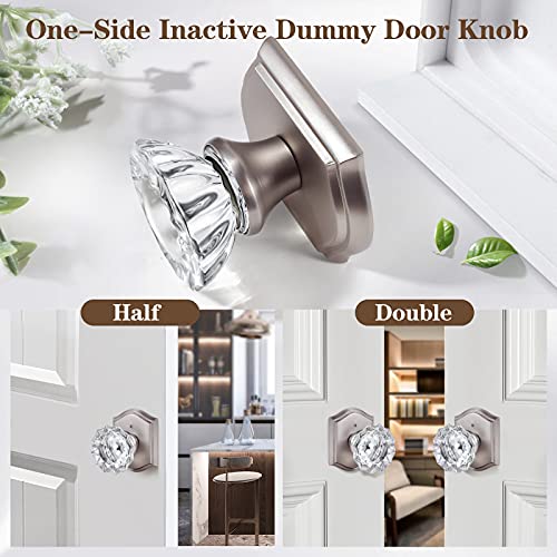 CLCTK 4 Pack Glass Dummy Door Knob, Single Side Dummy Door Knob Set, Brushed Nickel - Image 5