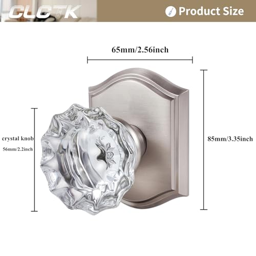 CLCTK 4 Pack Glass Dummy Door Knob, Single Side Dummy Door Knob Set, Brushed Nickel - Image 4