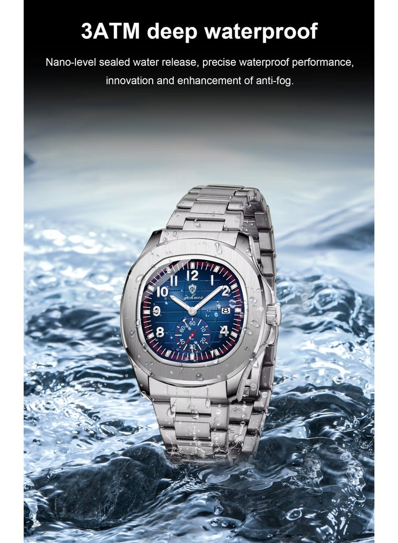 GOHUOS Men's Top Brand Watches- Luxury Stainless Steel Band Analog with Calendar Waterproof Classic Quartz Wrist Watches - 42mm - Father or Boyfriend Gift - Image 5