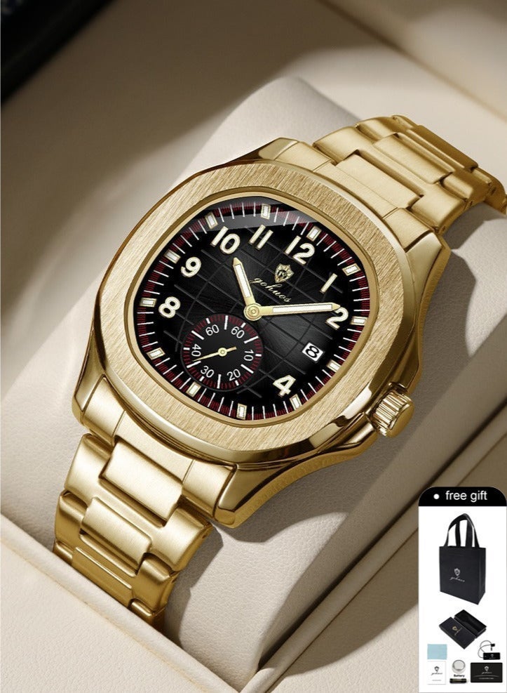 GOHUOS Men's Top Brand Watches- Luxury Stainless Steel Band Analog with Calendar Waterproof Classic Quartz Wrist Watches - 42mm - Father or Boyfriend Gift - Image 1