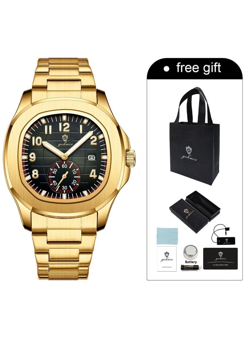 GOHUOS Men's Top Brand Watches- Luxury Stainless Steel Band Analog with Calendar Waterproof Classic Quartz Wrist Watches - 42mm - Father or Boyfriend Gift - Image 2