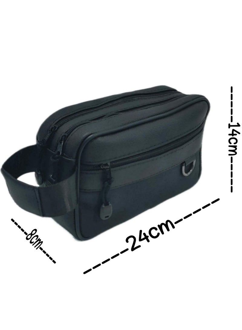 Men casual leather high capacity clutch hand bag for holding mobile and supplies - Image 5