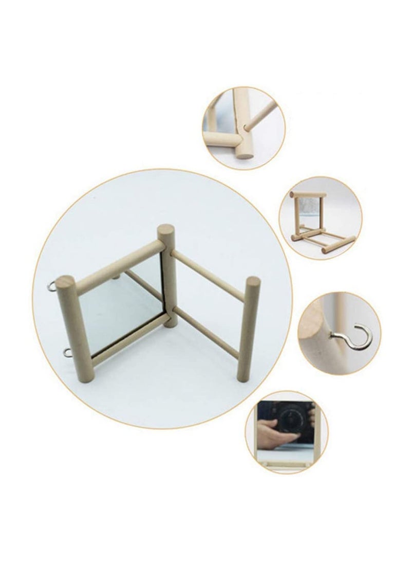 SYOSI Bird Mirror with Swing Hummingbird Swing Bird Perches for Parrots Stand Wooden Swing Toy for Macaws Lovebird Cockatoo Parakeet Conure Finch Cockatiels - Image 3