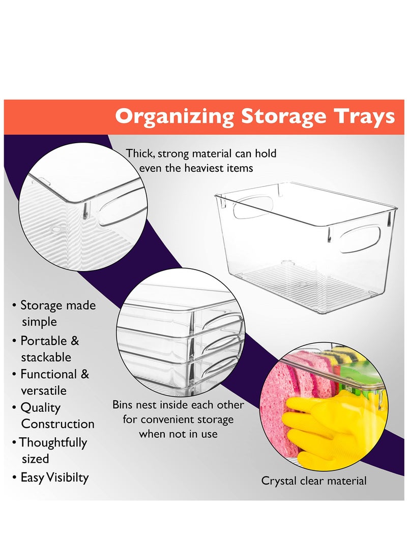Arabest Shelf Tray Cabinet Organizer Plastic Storage Bins Pantry Organization Perfect for Kitchen Organization or Pantry Storage Refrigerator Organizer - Image 2