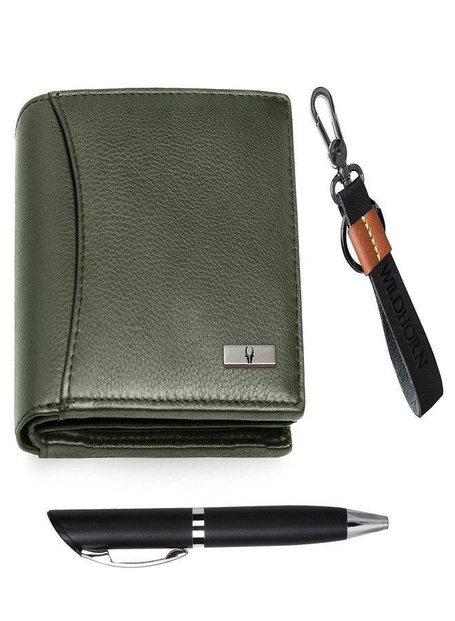 WildHorn Gift Hamper for Men I Leather Wallet, Keychain & Pen Combo Gift Set I Gift for Friend, Boyfriend,Husband,Father, Son etc (Green M) - Image 2