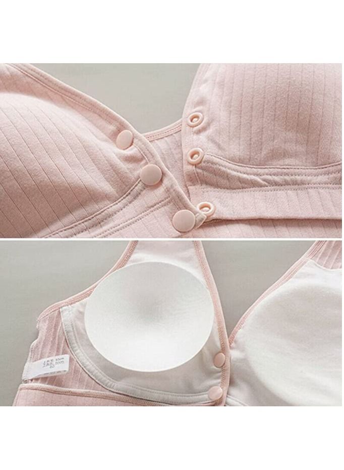 Rubik Nursing Bra for Women, Rubik Breast Feeding Maternity Front Button Closure Seamless Removeable Padded Smooth Wireless Pregnancy Sleeping Bra (XX-Large) Coral  - Image 4