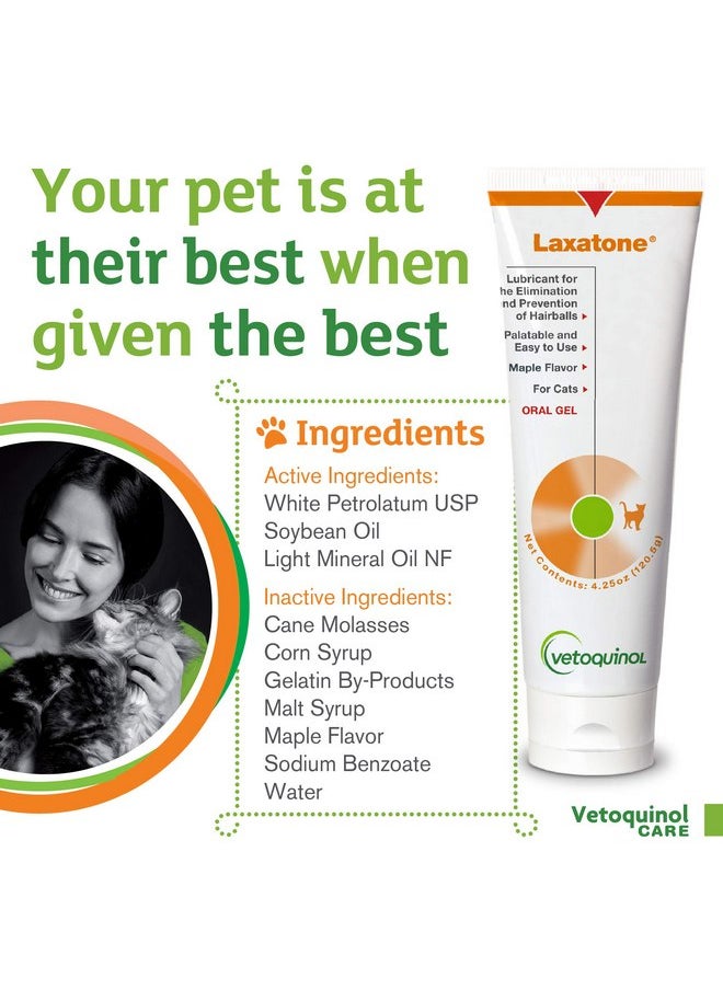 Vetoquinol Vetoquinol Laxatone: Oral Hairball Lubricant Gel for Cats - Maple Flavored, 4.25oz 3 Pack  - Image 5