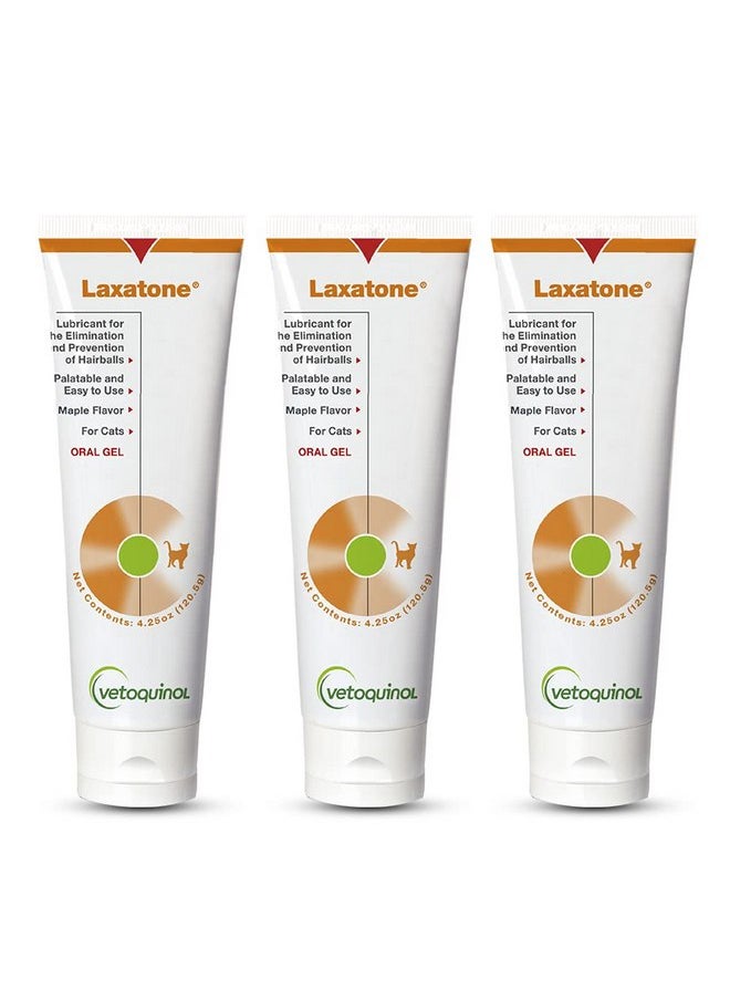 Vetoquinol Vetoquinol Laxatone: Oral Hairball Lubricant Gel for Cats - Maple Flavored, 4.25oz 3 Pack  - Image 1