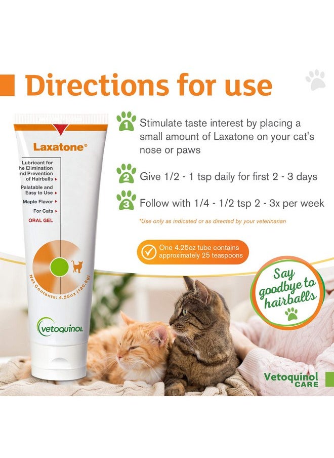 Vetoquinol Vetoquinol Laxatone: Oral Hairball Lubricant Gel for Cats - Maple Flavored, 4.25oz 3 Pack  - Image 3