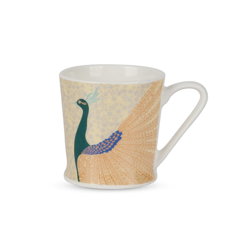 TAGROCK طقم أكواب شاي من bone china بتصميم طاووس عدد 6، أكواب متينة وخالية من الرصاص عدد 6 (تصميم 1) - Image 1