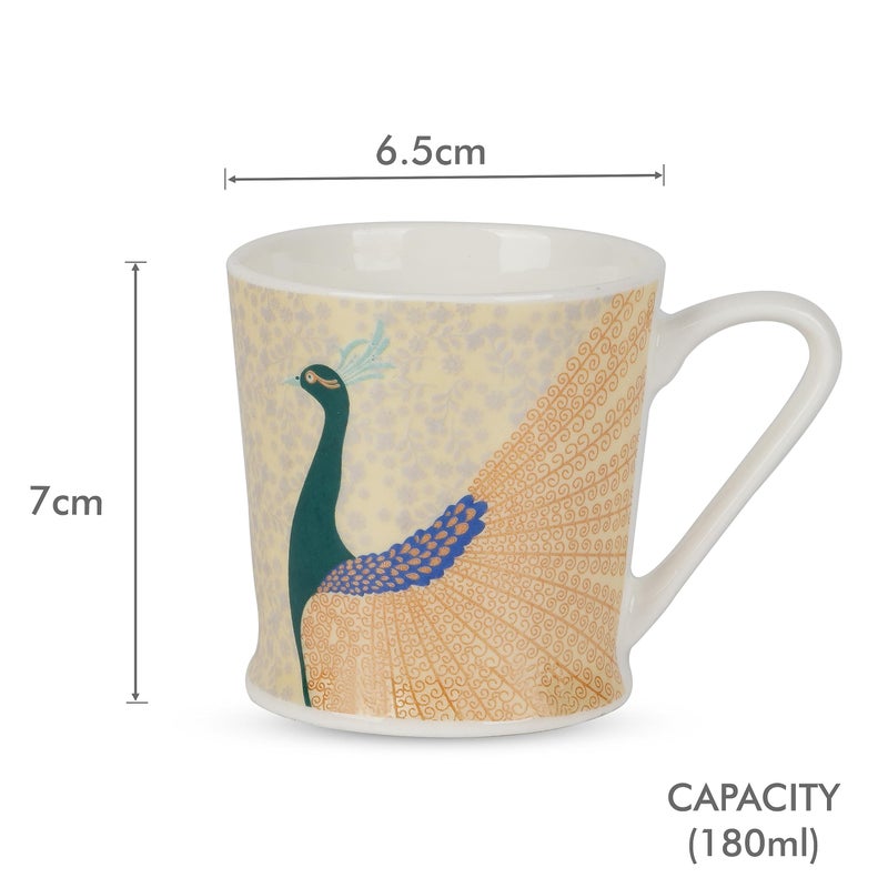 TAGROCK طقم أكواب شاي من bone china بتصميم طاووس عدد 6، أكواب متينة وخالية من الرصاص عدد 6 (تصميم 1) - Image 4