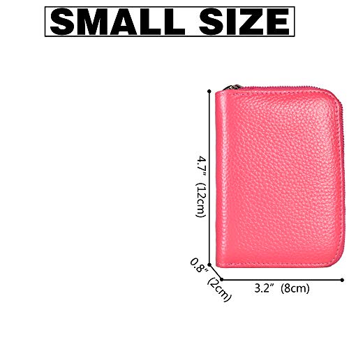 Easyoulife Genuine Leather Credit Card Holder Zipper Wallet With 26 Card Slots (Rose) - Image 4