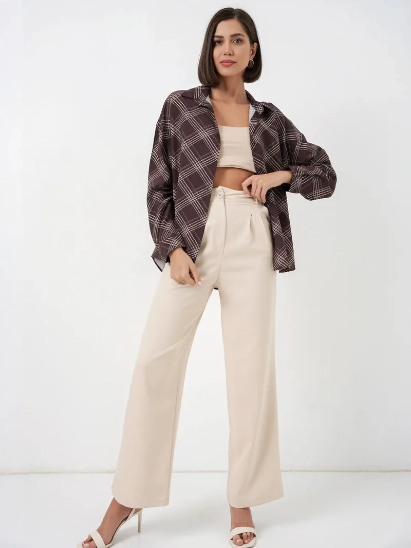 بيغ دارت BDART Oversized Plaid Button-Up Shirt