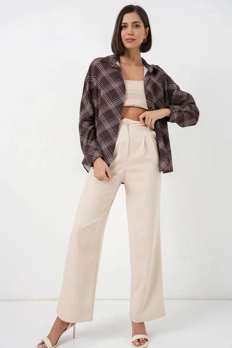 بيغ دارت BDART Oversized Plaid Button-Up Shirt