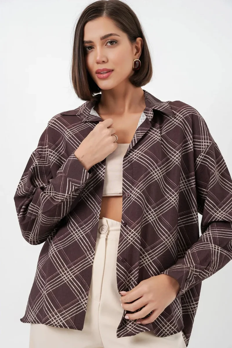 بيغ دارت BDART Oversized Plaid Button-Up Shirt