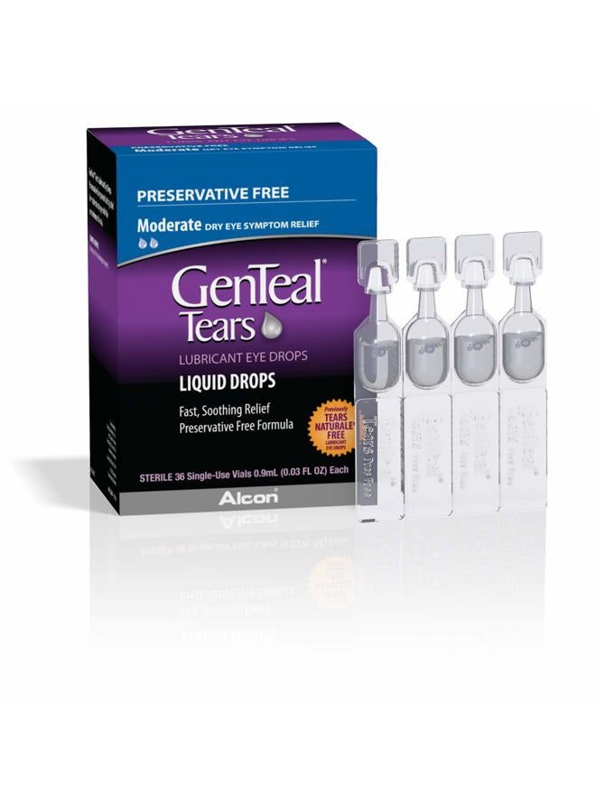 Genteal قطرات العين المرطبة جينتيال، قطرات سائلة معتدلة، أمبولات للاستخدام الفردي، عبوة واحدة تحتوي على 36 قطعة، 0.03 أونصة سائلة - Image 1