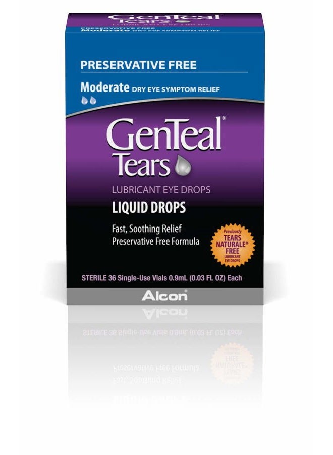 Genteal قطرات العين المرطبة جينتيال، قطرات سائلة معتدلة، أمبولات للاستخدام الفردي، عبوة واحدة تحتوي على 36 قطعة، 0.03 أونصة سائلة - Image 2