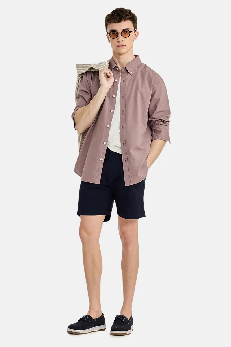 SNITCH Mauve Solid Long Sleeve Regular Fit Shirt