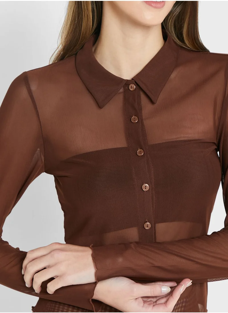 MONKI Mesh Button Down Shirt